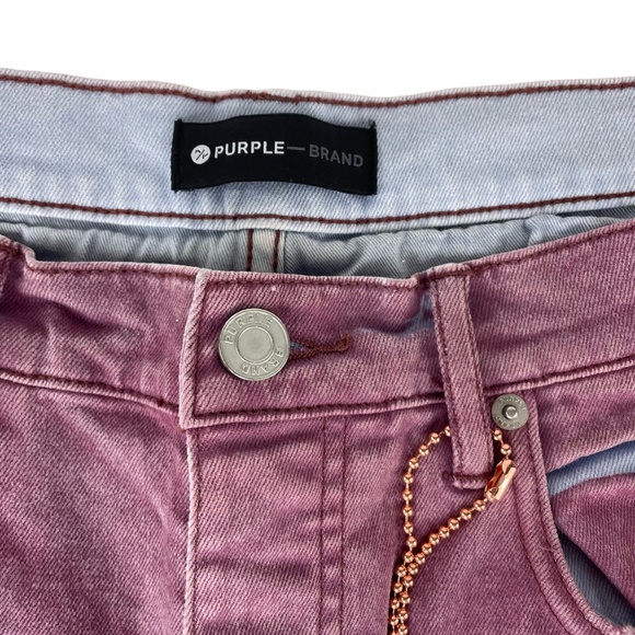 PURPLE BRAND Slim-fit Spray Effect Denim Jeans Coral NWT Sz 34 - Picture 5 of 13